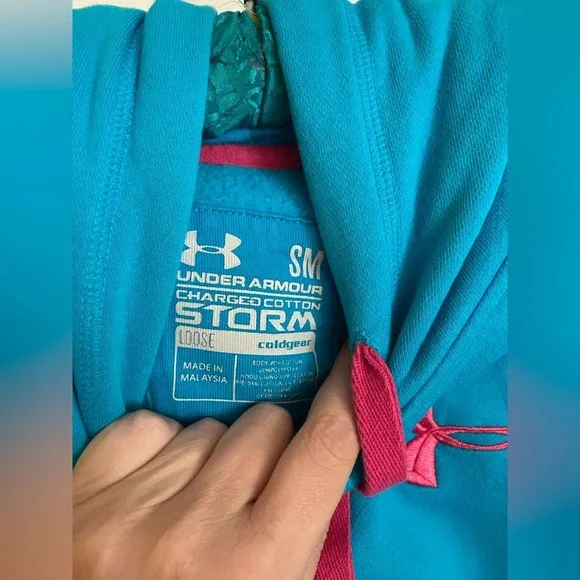 Under Armour hoodie size small teal and pink - Picture 3 of 4
